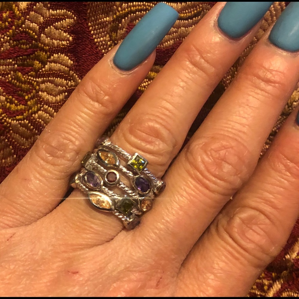 Colors stone sterling silver, size 6-6.5